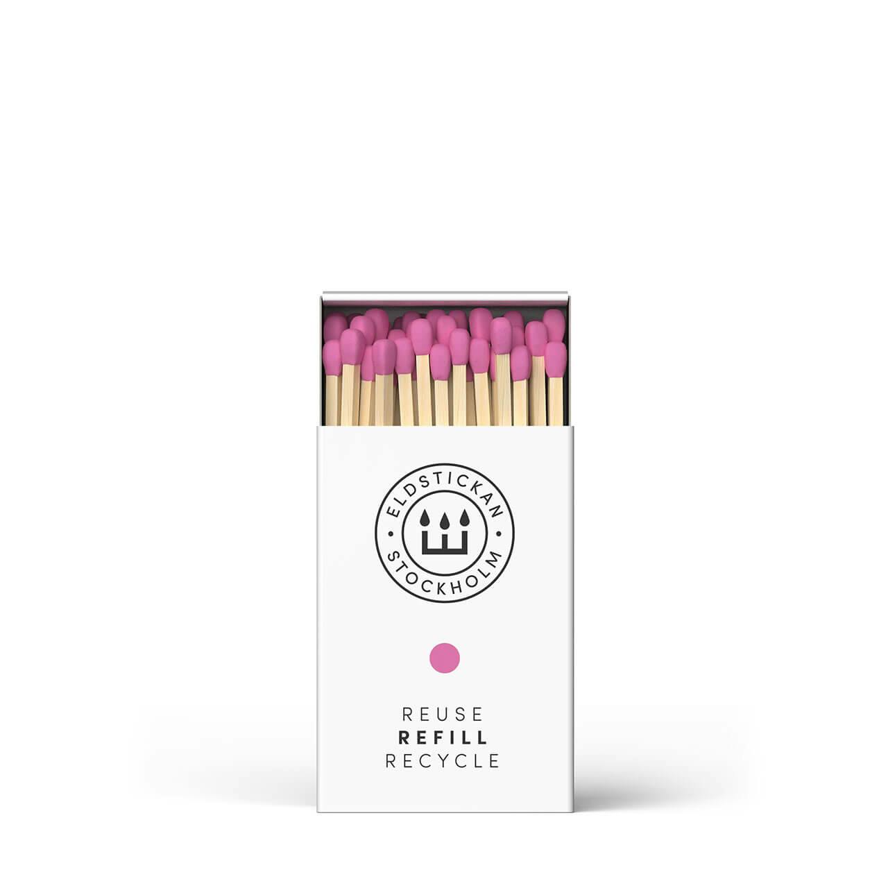 coloured matches, glass bottle, stylish home, great gifts, pink matches, refill