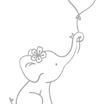 Elefant med ballong - Textiltryck -