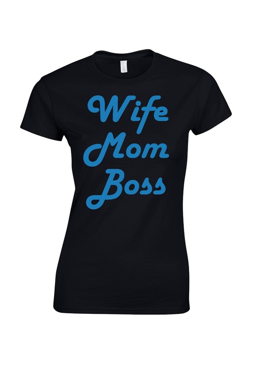 T-shirt med tryck "Wife.Mom.Boss."