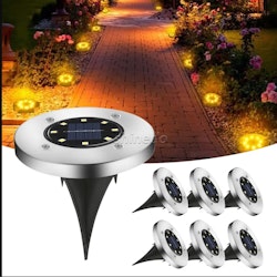 Utebelysning - Markspotlights - 8 LED - Solceller - (2-Pack)