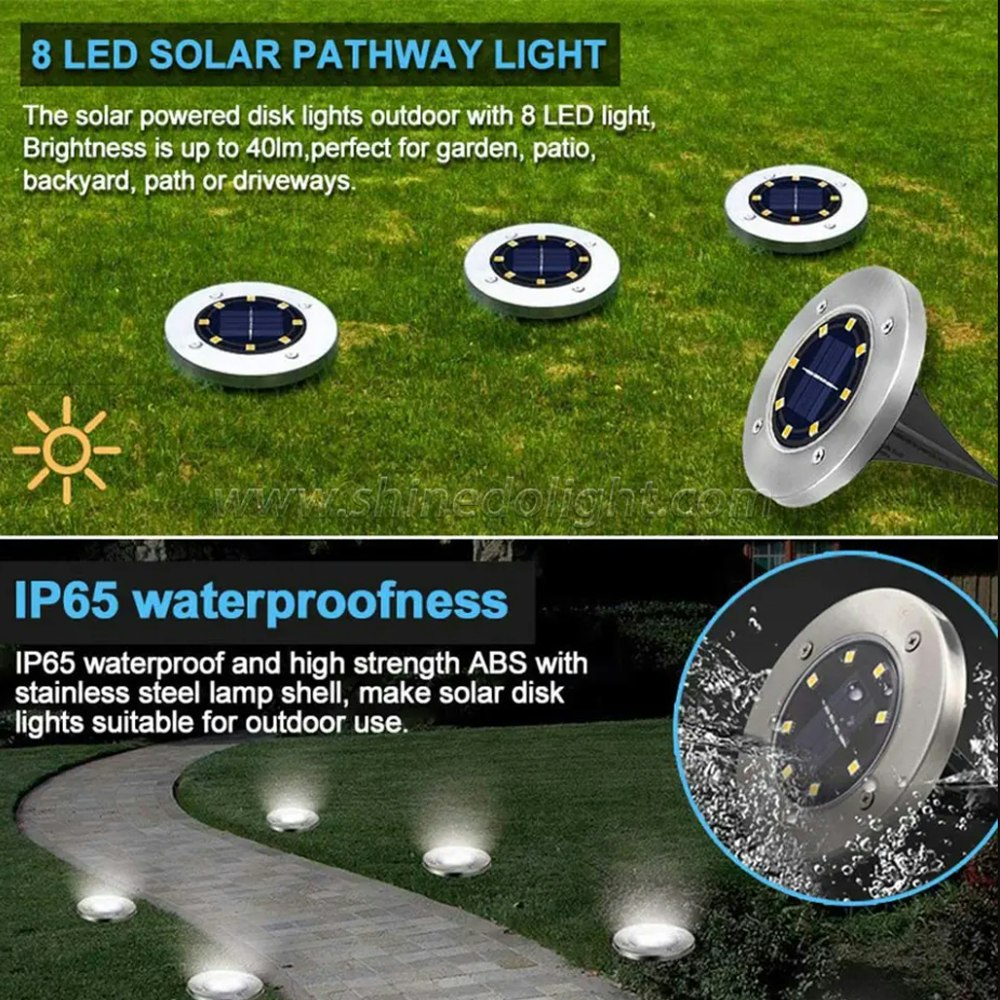 Utebelysning - Markspotlights - 8 LED - Solceller - (2-Pack)