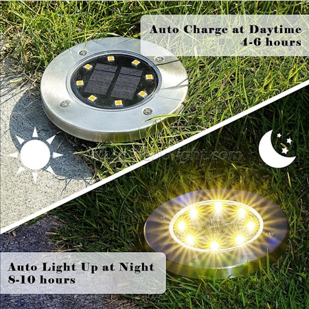 Utebelysning - Markspotlights - 8 LED - Solceller - NYHET - (2-Pack)