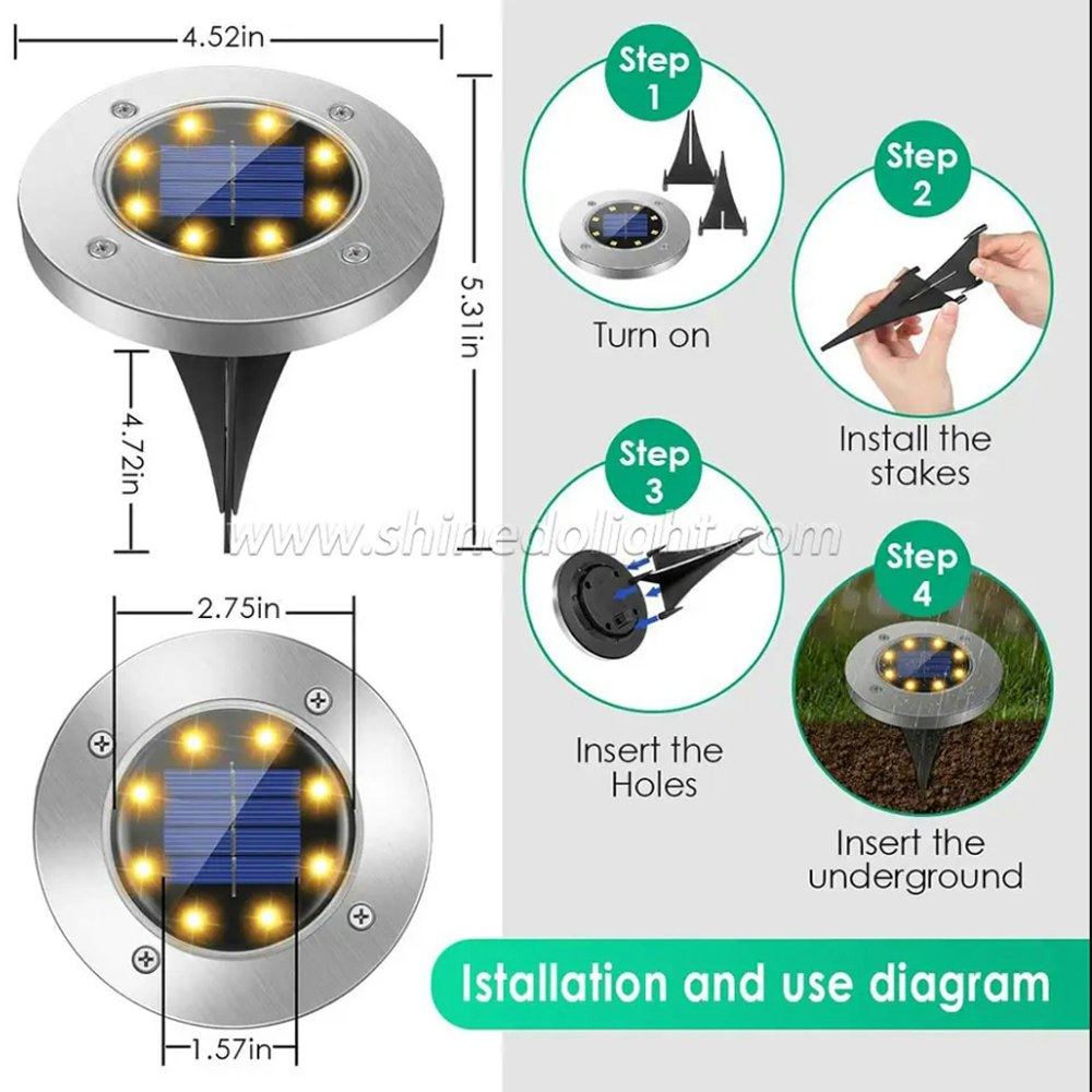 Markspotlights - 8 LED - Solceller - (2-4-8 Pack)