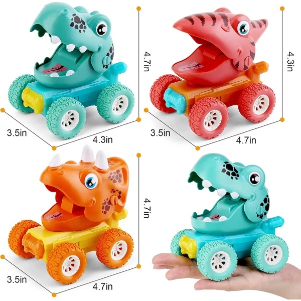 Dinosaurie Bilar Pull Back - 4 olika färger