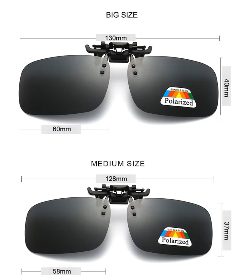 Clip on/Flip Up - Polarized -  2 olika storlekar -