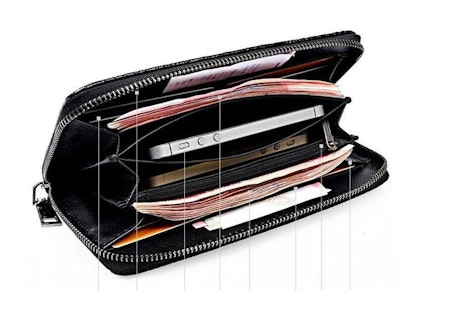 Stor plånbok i äkta skinn - 8 Style - Brun