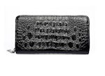 Stor plånbok i äkta skinn - Crocodile Style - Svart