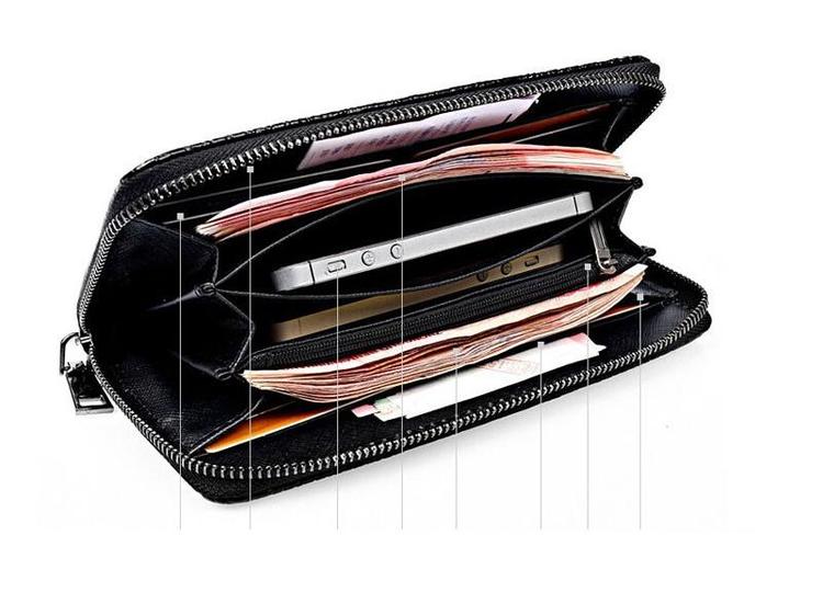 Stor plånbok i äkta skinn - Lattice Style - Svart