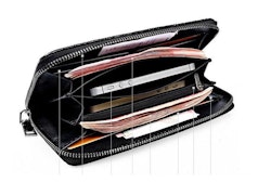Stor plånbok i äkta skinn - Lattice Style - Svart