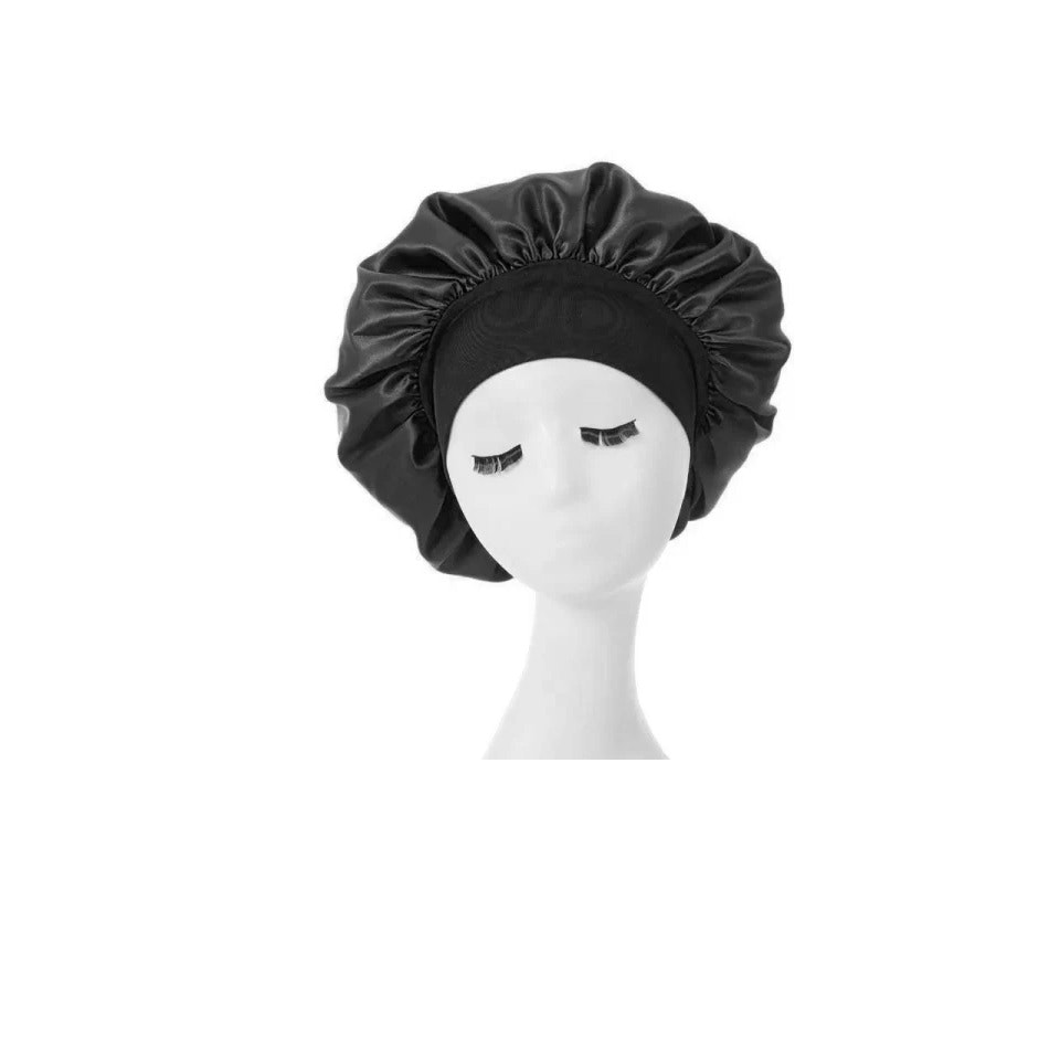 Sovmössa - Satin bonnet - Sleep Cap Svart one size