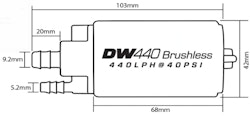 DeatschWerks In-Tank Pump DW440 L/Hr Brushless 2-stegs