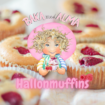 Hallonmuffins - nedladdningsbar - Pdf - Baka med Alma