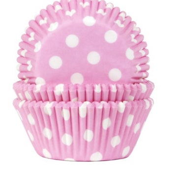 Kakform - Muffinsform -  Rosa med vita prickar