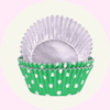 Kakform - Muffinsform -  Grön med vita prickar - Folie