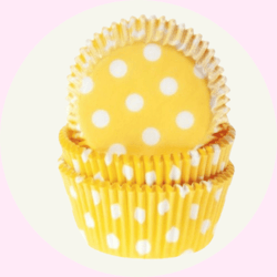 Kakform - Muffinsform - Gul med vita prickar
