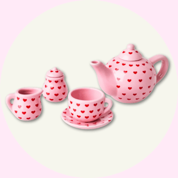 Porslin te-servis "soft pink" med hjärtan