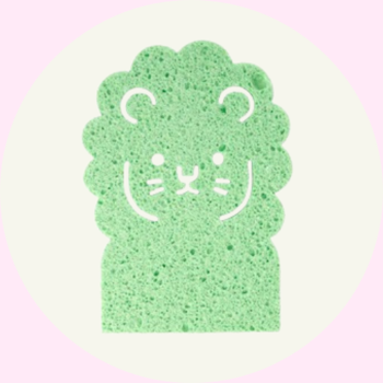 Lejonformad tvättsvamp - Grön - naturlig trämassa - till badet eller köket - RICE