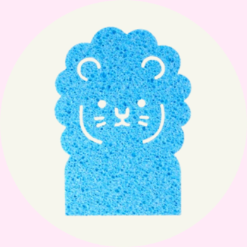 Lejonformad tvättsvamp - Blå - naturlig trämassa - till badet eller köket - RICE