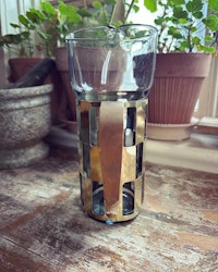 Kanna glas/mässing/trä