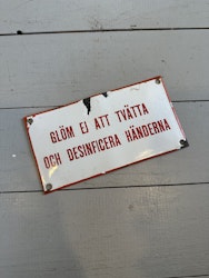 Skylt desinficera