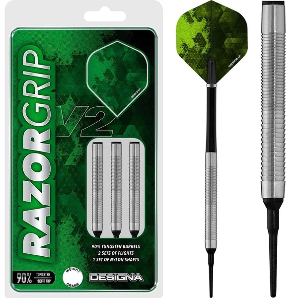 Designa Razor Grip V2 Soft Tip Darts - M4 - Barrel 18g - Natural - 20g-D9829
