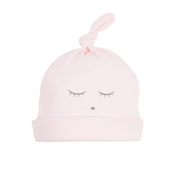 Mössa, sleeping cutie rosa/grå