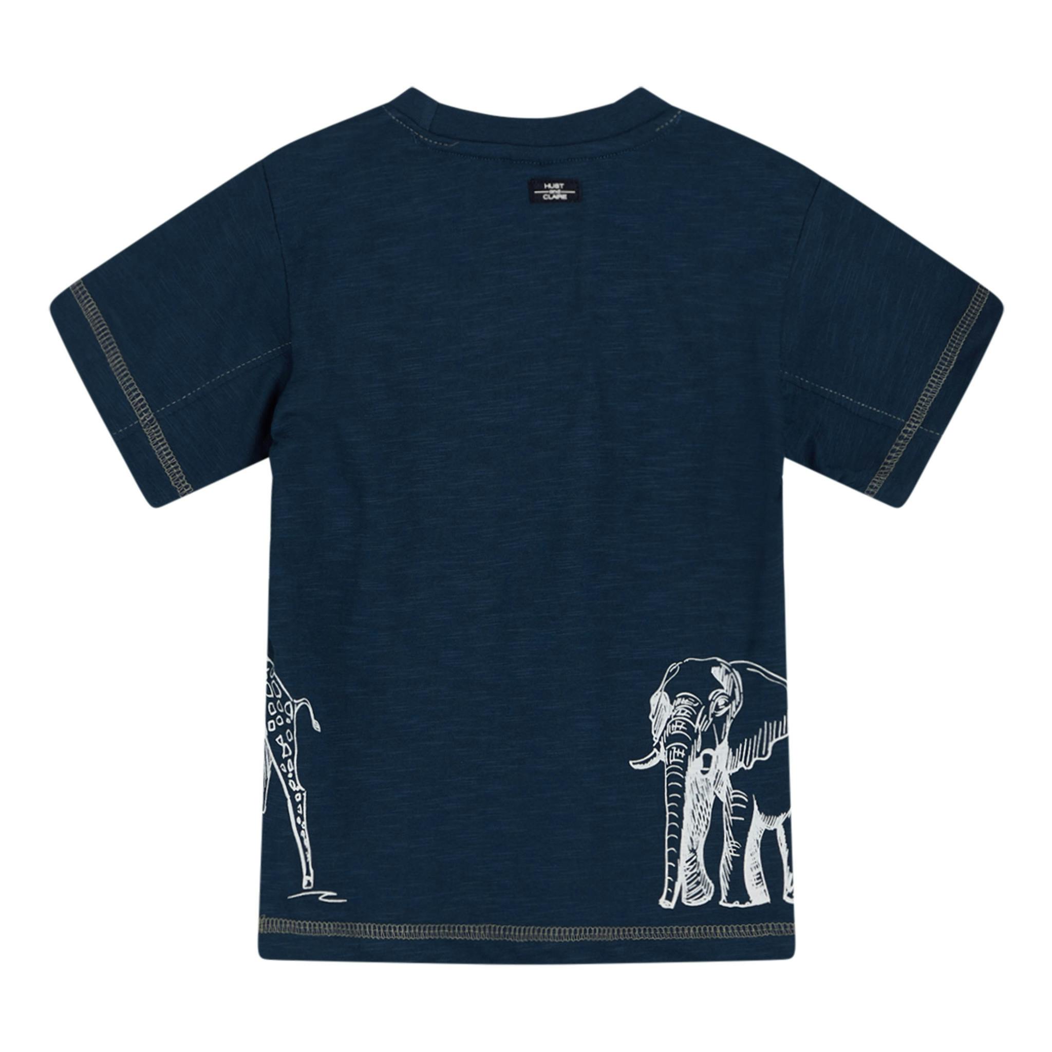 T-shirt i mörkblå och med djurtryck och dekorativa sömmar från Hust & Claire.