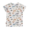 Härlig barn t-shirt med olika fordon och tält en härlig sommarlovs tröja.