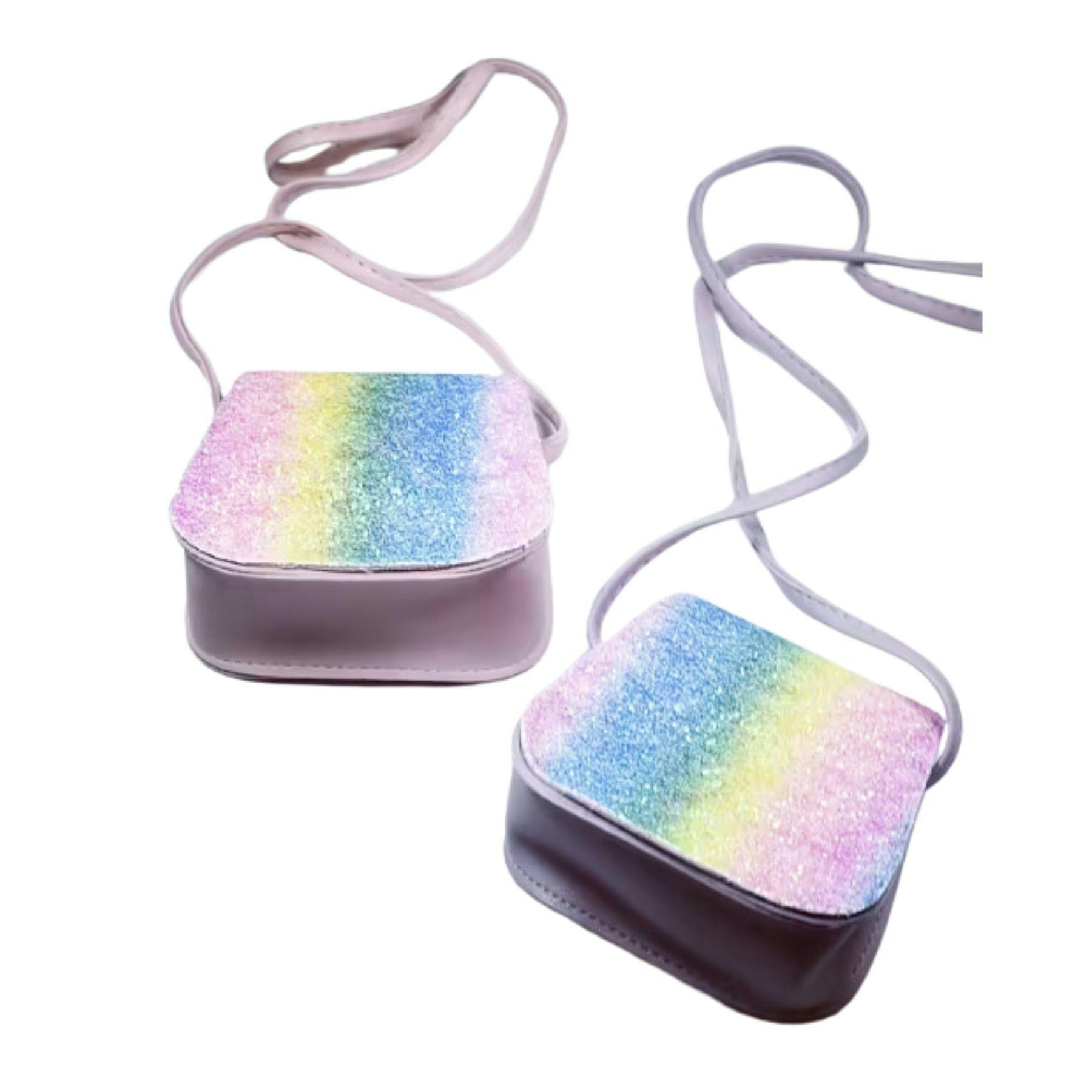 Handväska - glitter regnbåge