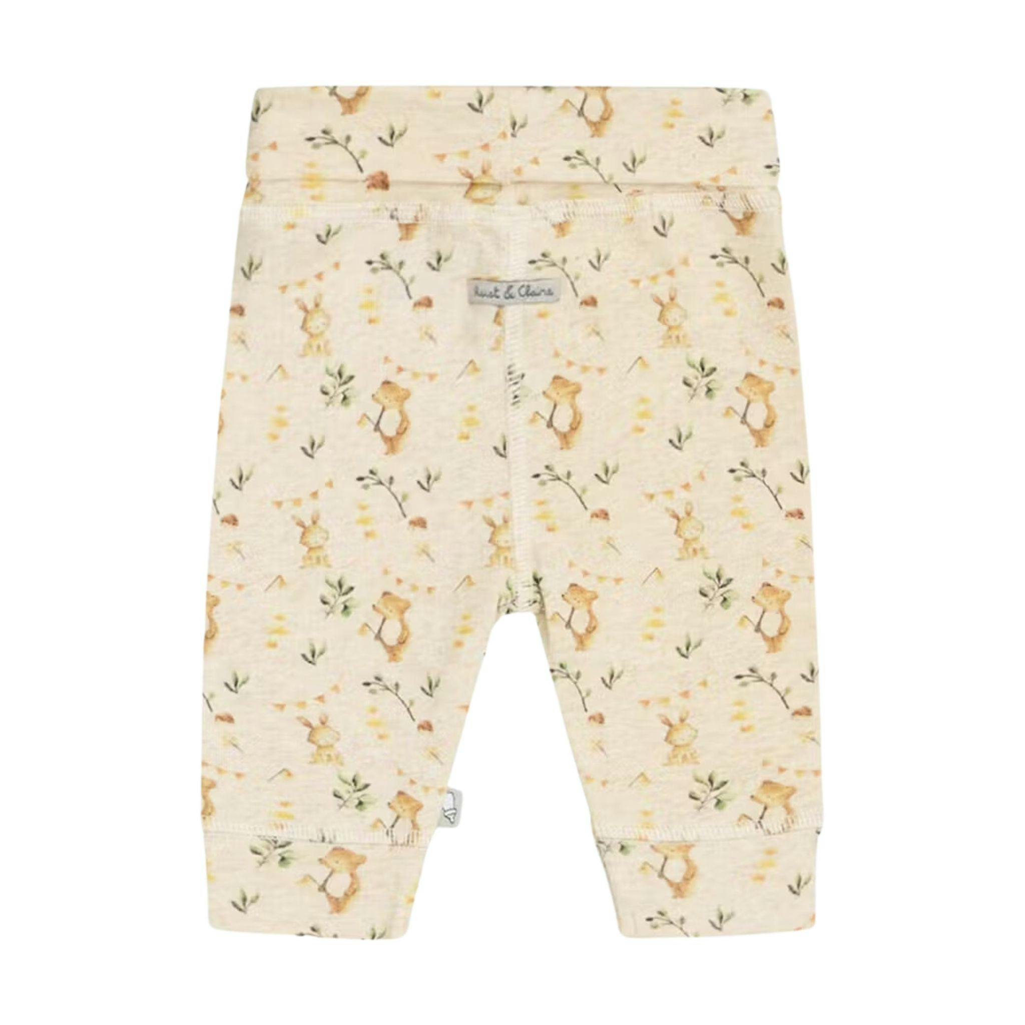 Leggings baby - Luca djur och blomtryck (Wheat mel)