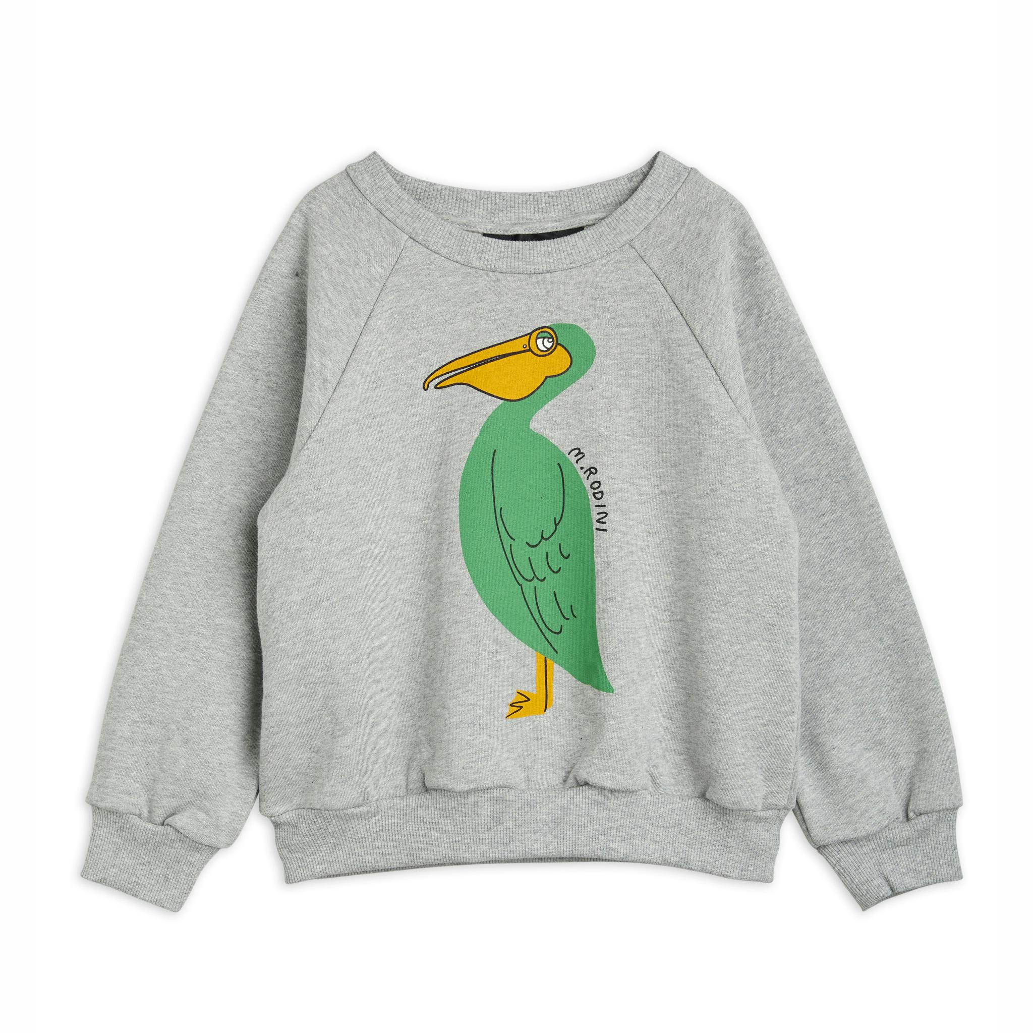 Mjuk och skön sweatshirt i grått med pelican-print från Mini Rodini.