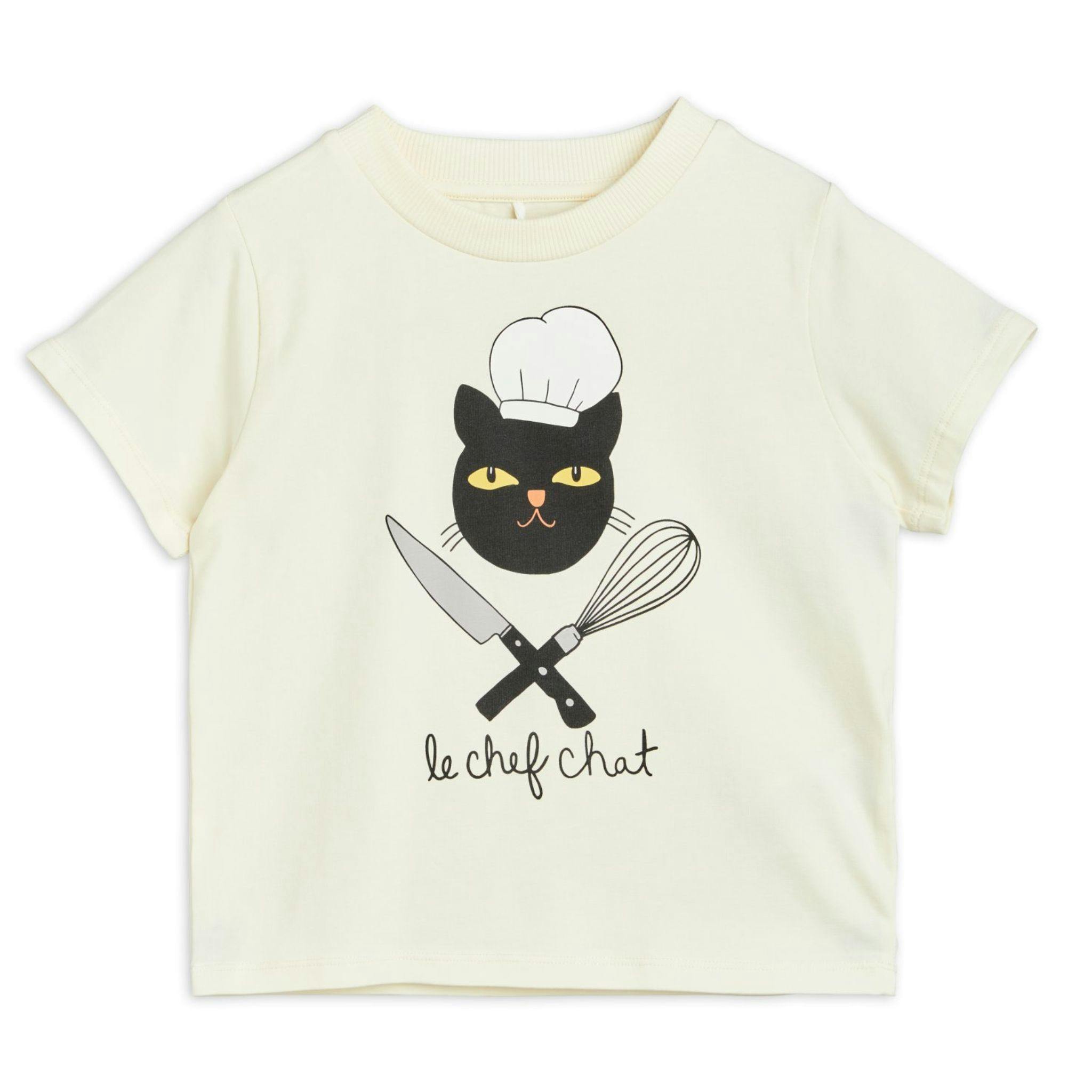 Mini Rodini vit t-shirt med trycket Chef Cat, linköping