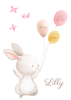 Namntavla - Kanin med ballonger