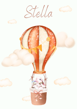 Namntavla - Kanin i luftballong