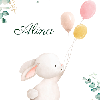 Namntavla - Kanin och ballonger