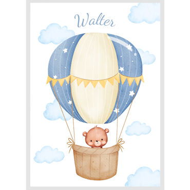 Namntavla - Nalle i en luftballong