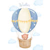 Namntavla - Nalle i en luftballong