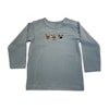 Gullig långärmad tröja i en fin blå nyans med tre tvättbjörnar från Hust & Claire.