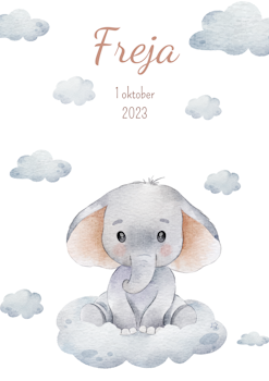 Namntavla - Elefant på moln