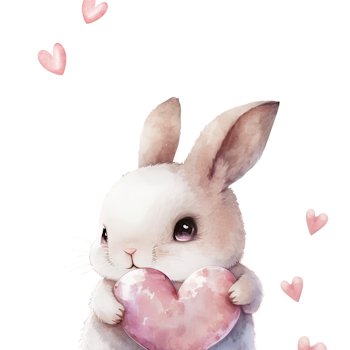 Namntavla - Kanin med hjärtan