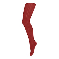 Strumpbyxa - Röd ribbstickad