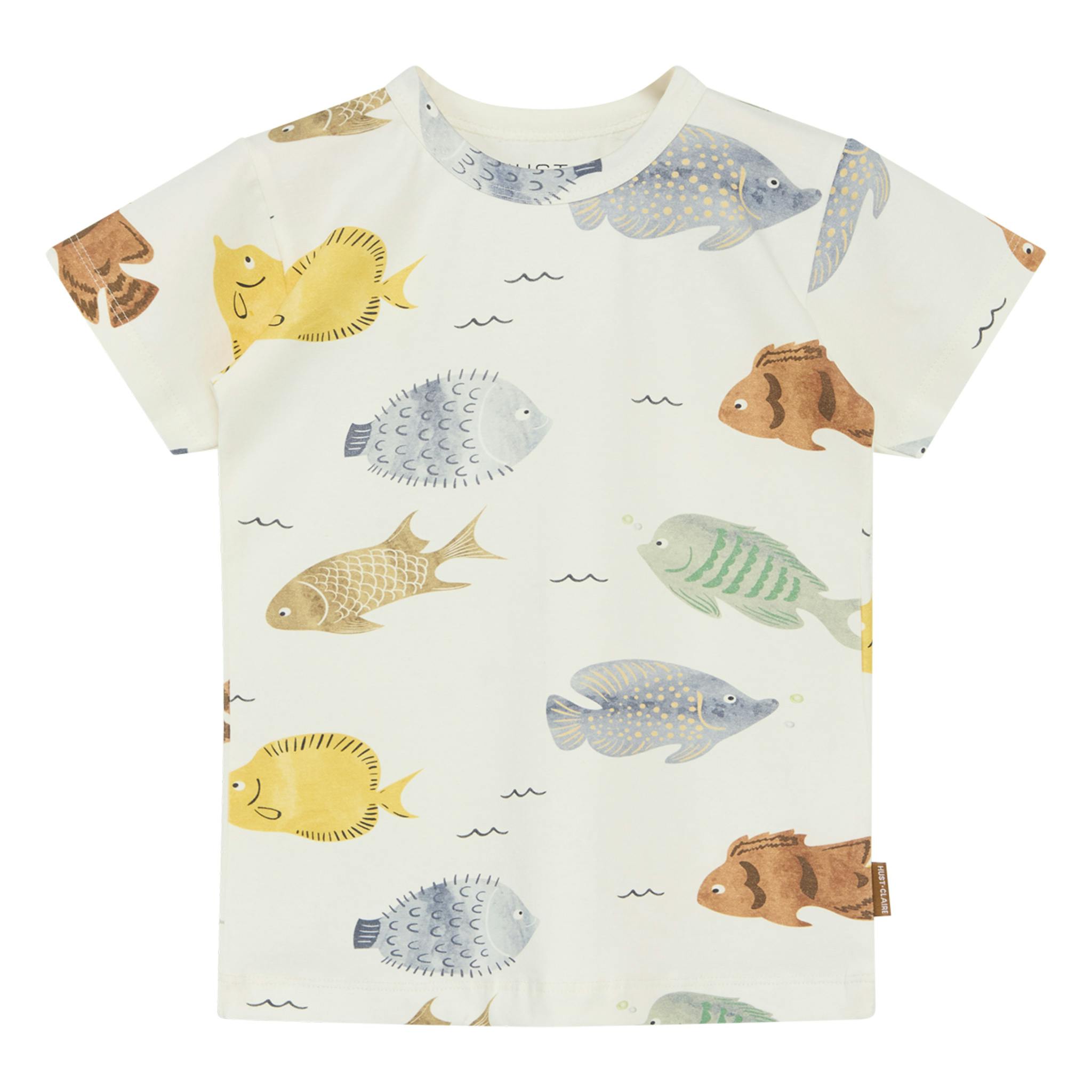 Från Hust and Claire en t-shirt med stora målade fiskar.