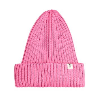 Mössa - Knitted rib fold up hat pink