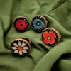 cabochon blommigt ring design textil tyg ställbar hantverk