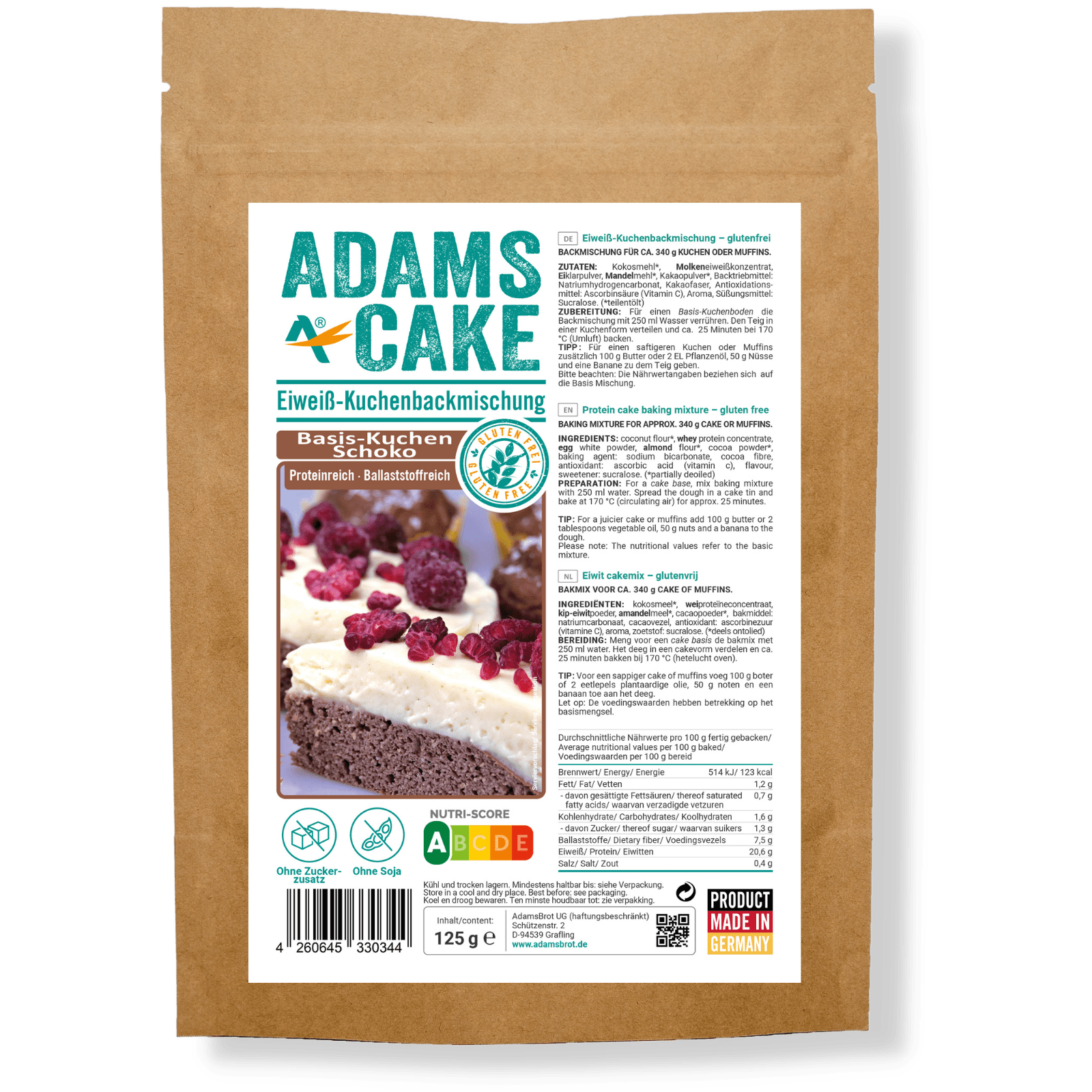 AdamsBrot Keto Tårtbakningsblandning Choklad 125g