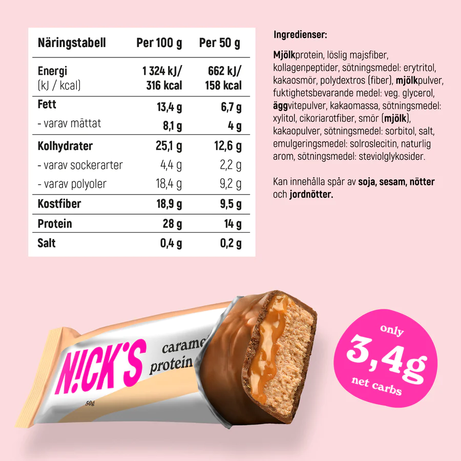 Nicks Protein Bar Keto Caramel 50g