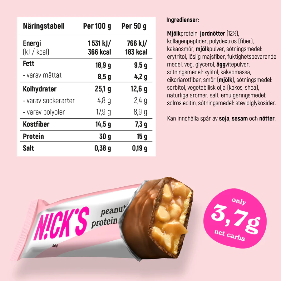 Nicks Protein Bar Keto Peanut 50g