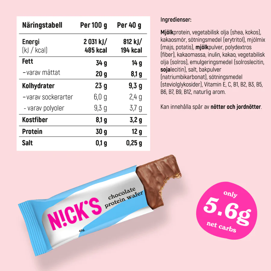 Nicks Protein Wafer Keto Choklad 40g