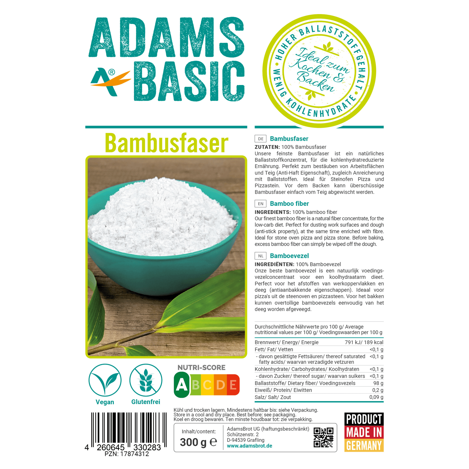AdamsBrot Bambufiber 300g