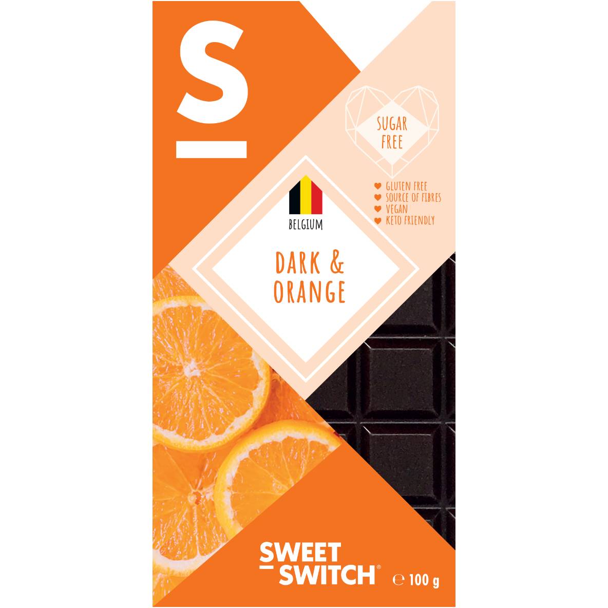 Belgisk Mörkchoklad Apelsin Keto 100g